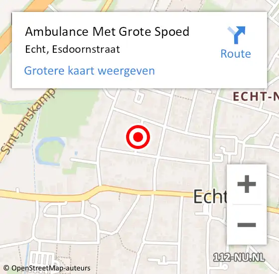 Locatie op kaart van de 112 melding: Ambulance Met Grote Spoed Naar Echt, Esdoornstraat op 4 september 2018 08:55