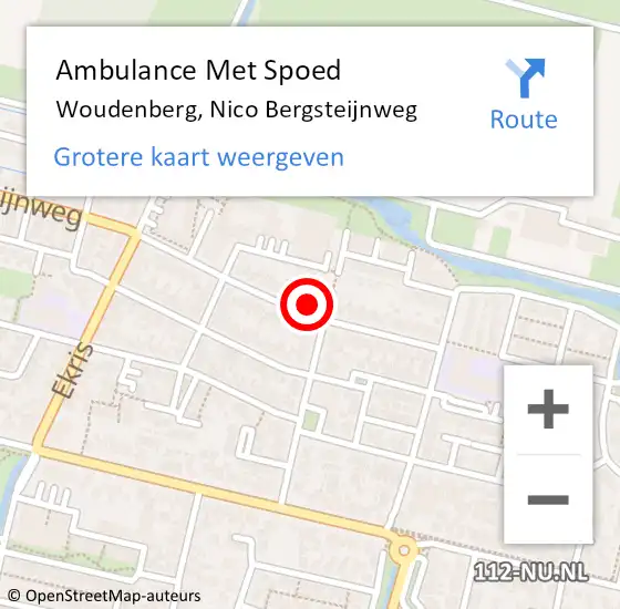 Locatie op kaart van de 112 melding: Ambulance Met Spoed Naar Woudenberg, Nico Bergsteijnweg op 4 september 2018 09:16