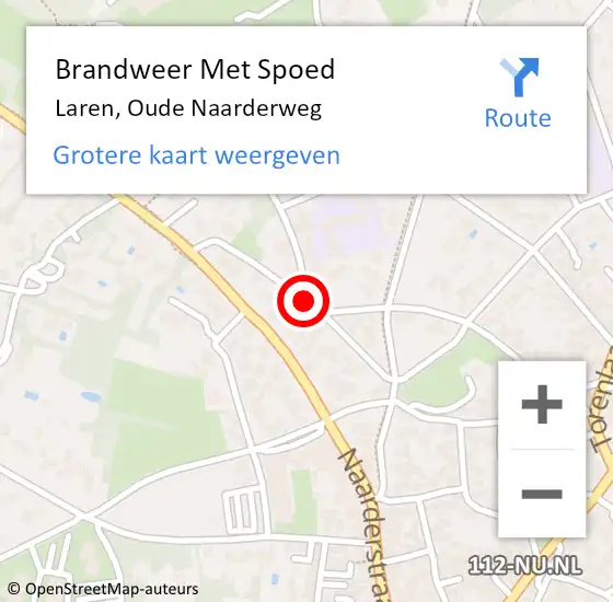 Locatie op kaart van de 112 melding: Brandweer Met Spoed Naar Laren, Oude Naarderweg op 4 september 2018 10:25