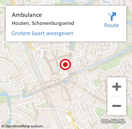 Locatie op kaart van de 112 melding: Ambulance Houten, Schonenburgseind op 4 september 2018 11:05