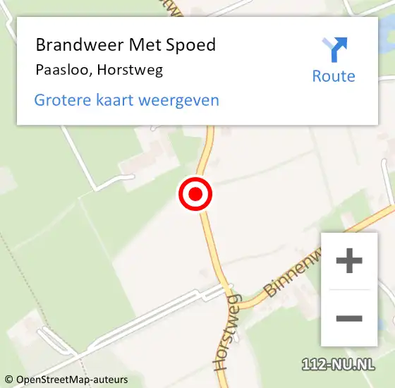 Locatie op kaart van de 112 melding: Brandweer Met Spoed Naar Paasloo, Horstweg op 4 september 2018 11:29