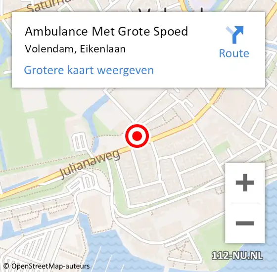 Locatie op kaart van de 112 melding: Ambulance Met Grote Spoed Naar Volendam, Eikenlaan op 24 september 2013 17:12