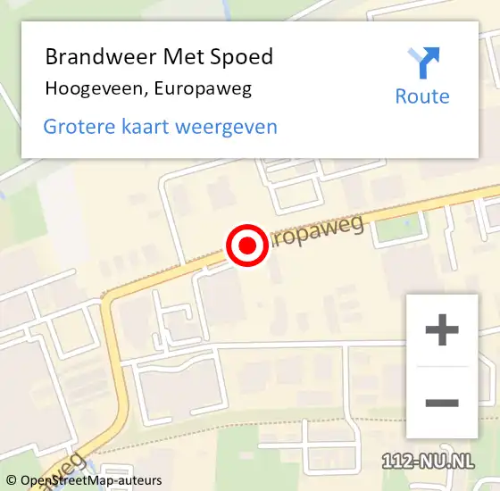 Locatie op kaart van de 112 melding: Brandweer Met Spoed Naar Hoogeveen, Europaweg op 4 september 2018 11:57