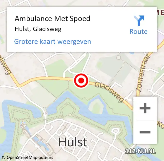 Locatie op kaart van de 112 melding: Ambulance Met Spoed Naar Hulst, Glacisweg op 4 september 2018 12:11