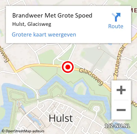 Locatie op kaart van de 112 melding: Brandweer Met Grote Spoed Naar Hulst, Glacisweg op 4 september 2018 12:11