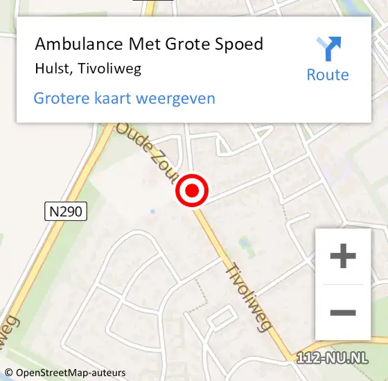 Locatie op kaart van de 112 melding: Ambulance Met Grote Spoed Naar Hulst, Tivoliweg op 4 september 2018 12:11