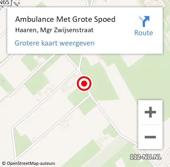 Locatie op kaart van de 112 melding: Ambulance Met Grote Spoed Naar Haaren, Mgr Zwijsenstraat op 4 september 2018 14:01