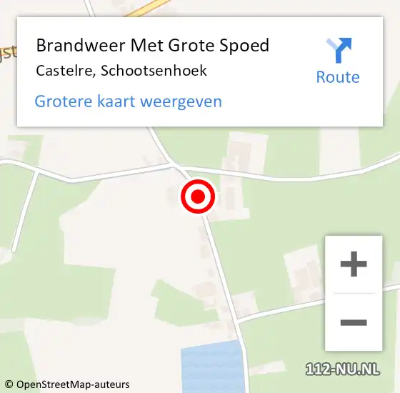 Locatie op kaart van de 112 melding: Brandweer Met Grote Spoed Naar Castelré, Schootsenhoek op 4 september 2018 15:51