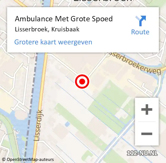 Locatie op kaart van de 112 melding: Ambulance Met Grote Spoed Naar Lisserbroek, Kruisbaak op 4 september 2018 15:55