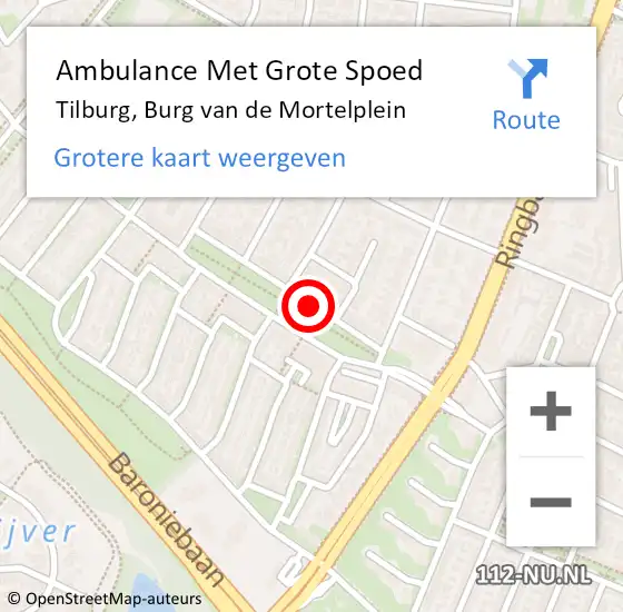 Locatie op kaart van de 112 melding: Ambulance Met Grote Spoed Naar Tilburg, Burg van de Mortelplein op 4 september 2018 16:03