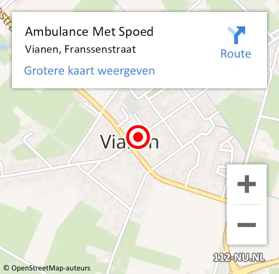 Locatie op kaart van de 112 melding: Ambulance Met Spoed Naar Vianen, Franssenstraat op 4 september 2018 16:08