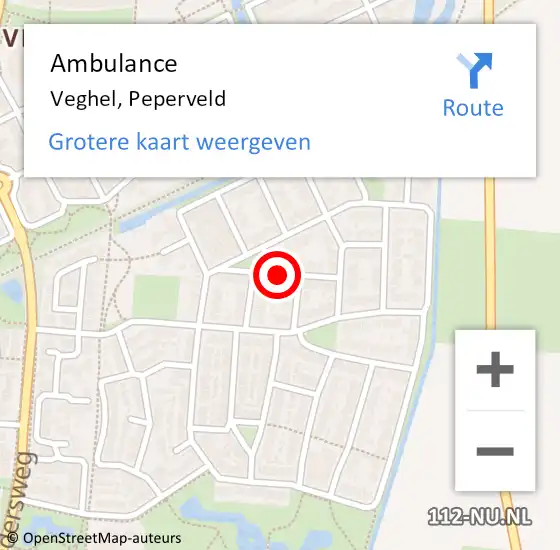 Locatie op kaart van de 112 melding: Ambulance Veghel, Peperveld op 4 september 2018 16:26