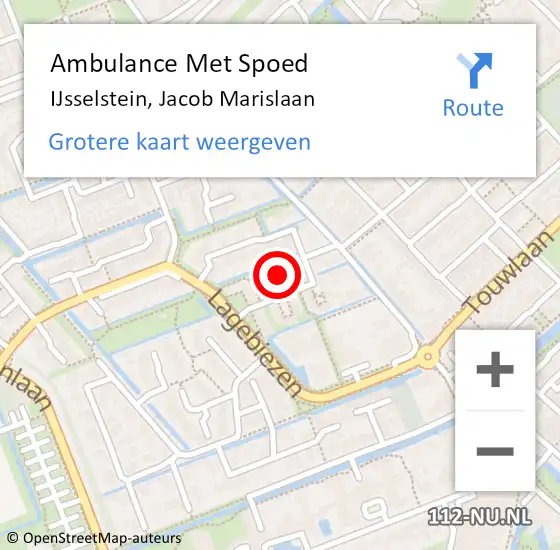 Locatie op kaart van de 112 melding: Ambulance Met Spoed Naar IJsselstein, Jacob Marislaan op 4 september 2018 17:39