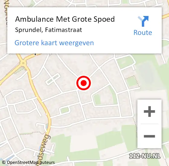 Locatie op kaart van de 112 melding: Ambulance Met Grote Spoed Naar Sprundel, Fatimastraat op 4 september 2018 17:54