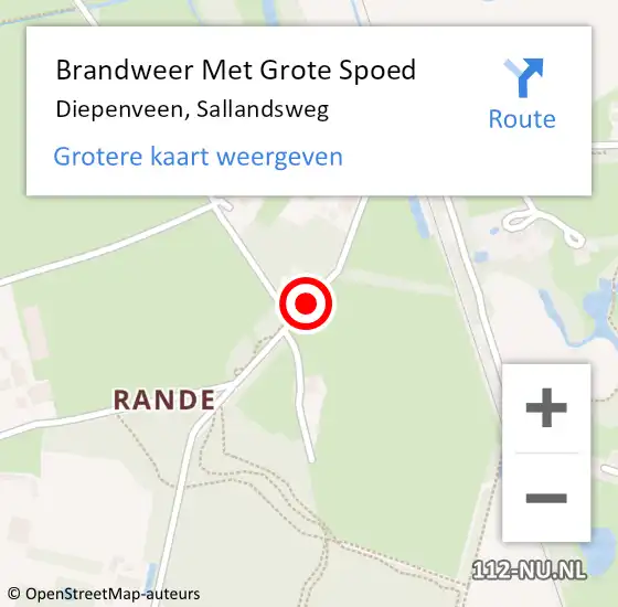 Locatie op kaart van de 112 melding: Brandweer Met Grote Spoed Naar Diepenveen, Sallandsweg op 4 september 2018 18:27