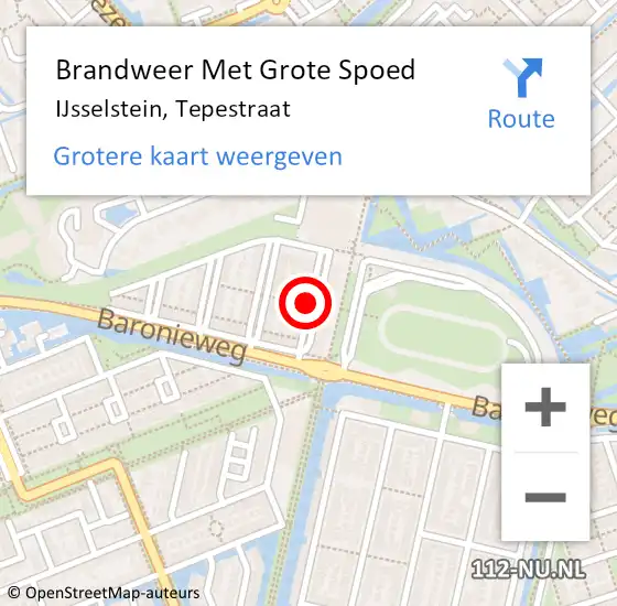 Locatie op kaart van de 112 melding: Brandweer Met Grote Spoed Naar IJsselstein, Tepestraat op 4 september 2018 19:25