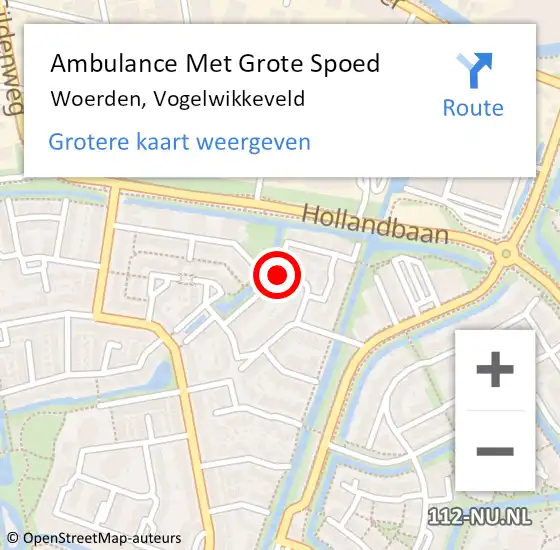 Locatie op kaart van de 112 melding: Ambulance Met Grote Spoed Naar Woerden, Vogelwikkeveld op 4 september 2018 21:27