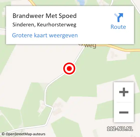 Locatie op kaart van de 112 melding: Brandweer Met Spoed Naar Sinderen, Keurhorsterweg op 4 september 2018 21:35