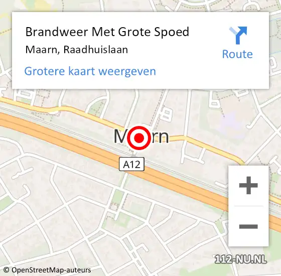 Locatie op kaart van de 112 melding: Brandweer Met Grote Spoed Naar Maarn, Raadhuislaan op 4 september 2018 21:47