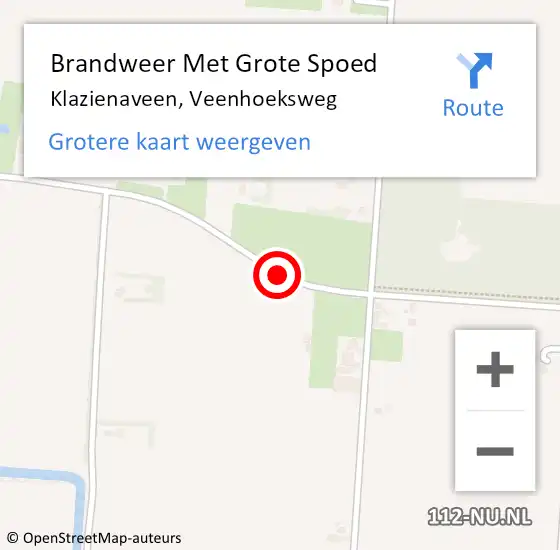 Locatie op kaart van de 112 melding: Brandweer Met Grote Spoed Naar Klazienaveen, Veenhoeksweg op 4 september 2018 21:51