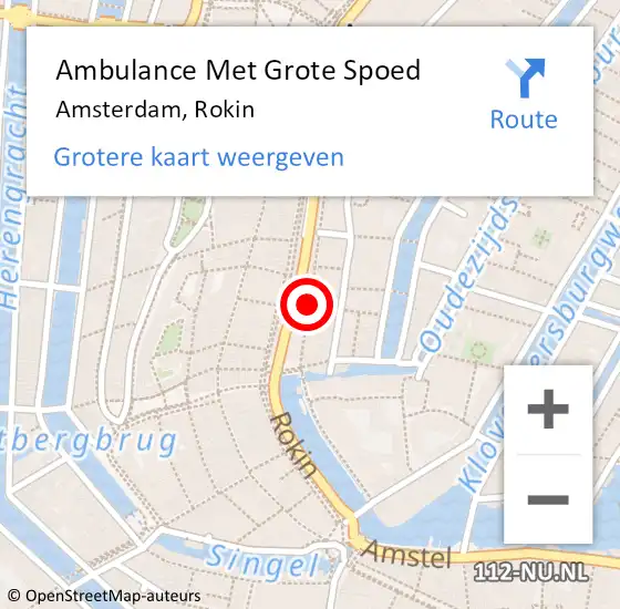 Locatie op kaart van de 112 melding: Ambulance Met Grote Spoed Naar Amsterdam, Rokin op 4 september 2018 22:17