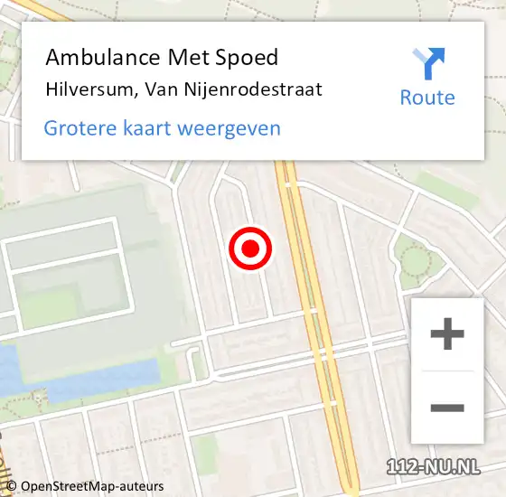 Locatie op kaart van de 112 melding: Ambulance Met Spoed Naar Hilversum, Van Nijenrodestraat op 8 maart 2014 02:30