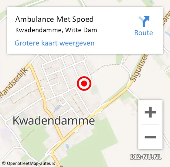 Locatie op kaart van de 112 melding: Ambulance Met Spoed Naar Kwadendamme, Witte Dam op 4 september 2018 22:23