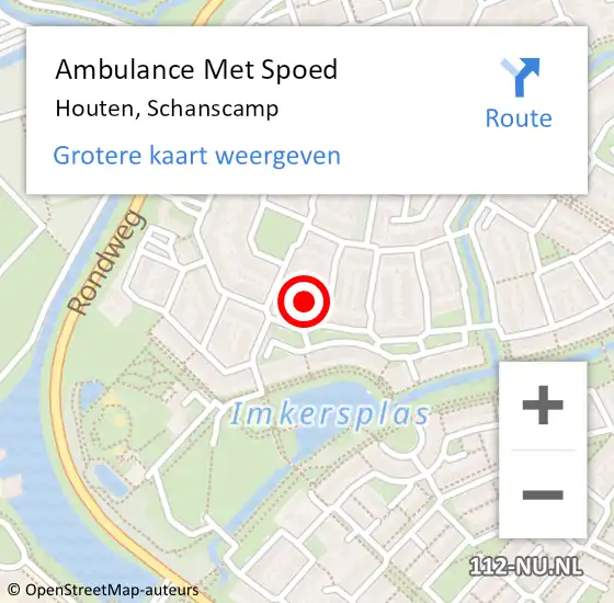 Locatie op kaart van de 112 melding: Ambulance Met Spoed Naar Houten, Schanscamp op 4 september 2018 23:02