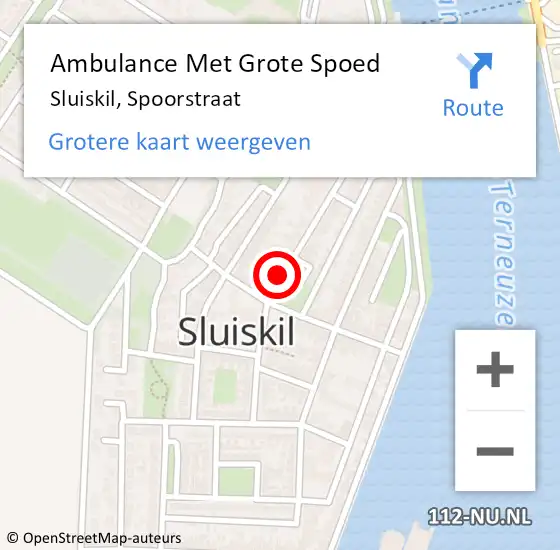 Locatie op kaart van de 112 melding: Ambulance Met Grote Spoed Naar Sluiskil, Spoorstraat op 5 september 2018 01:06