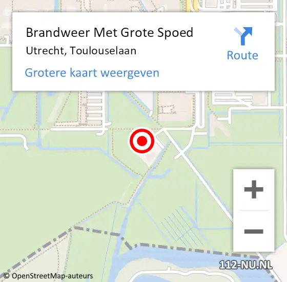 Locatie op kaart van de 112 melding: Brandweer Met Grote Spoed Naar Utrecht, Toulouselaan op 5 september 2018 01:21