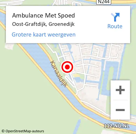 Locatie op kaart van de 112 melding: Ambulance Met Spoed Naar Oost-Graftdijk, Groenedijk op 5 september 2018 04:02