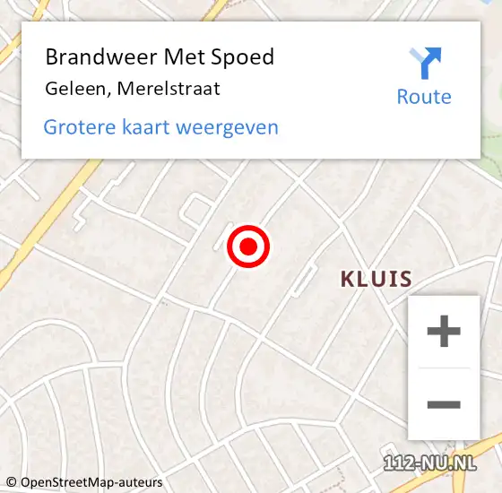 Locatie op kaart van de 112 melding: Brandweer Met Spoed Naar Geleen, Merelstraat op 5 september 2018 04:56