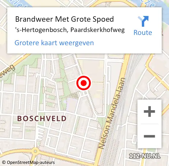 Locatie op kaart van de 112 melding: Brandweer Met Grote Spoed Naar 's-Hertogenbosch, Paardskerkhofweg op 5 september 2018 05:28