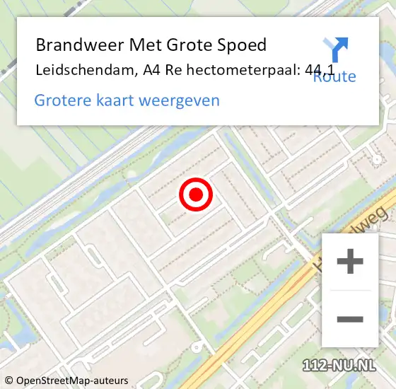 Locatie op kaart van de 112 melding: Brandweer Met Grote Spoed Naar Leidschendam, A4 Re hectometerpaal: 44,4 op 5 september 2018 06:24