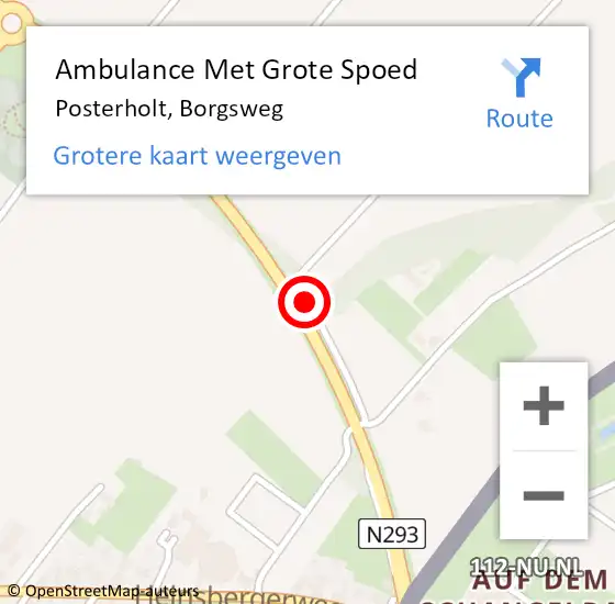Locatie op kaart van de 112 melding: Ambulance Met Grote Spoed Naar Posterholt, Borgsweg op 5 september 2018 06:40