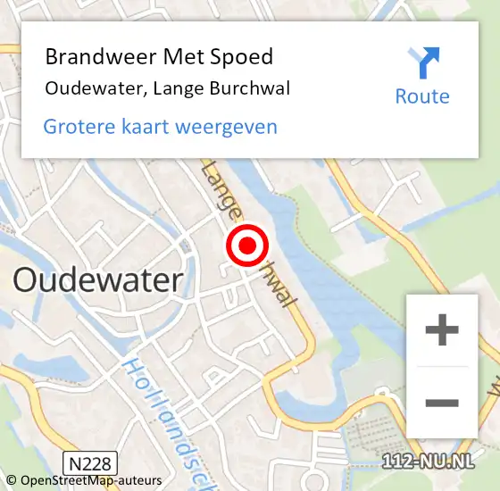 Locatie op kaart van de 112 melding: Brandweer Met Spoed Naar Oudewater, Lange Burchwal op 5 september 2018 06:53