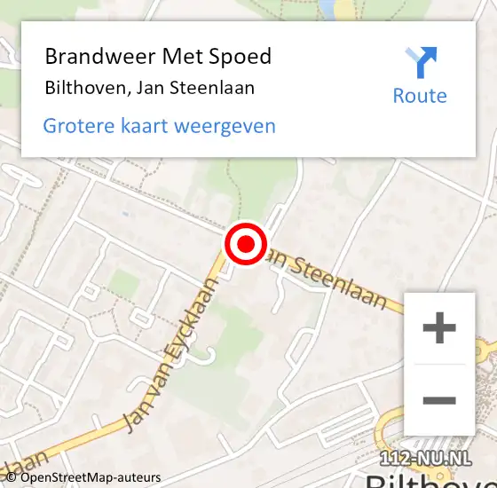 Locatie op kaart van de 112 melding: Brandweer Met Spoed Naar Bilthoven, Jan Steenlaan op 5 september 2018 07:22