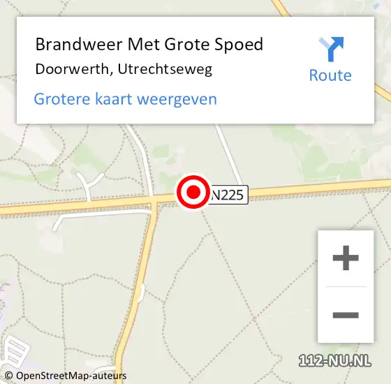 Locatie op kaart van de 112 melding: Brandweer Met Grote Spoed Naar Doorwerth, Utrechtseweg op 5 september 2018 07:32