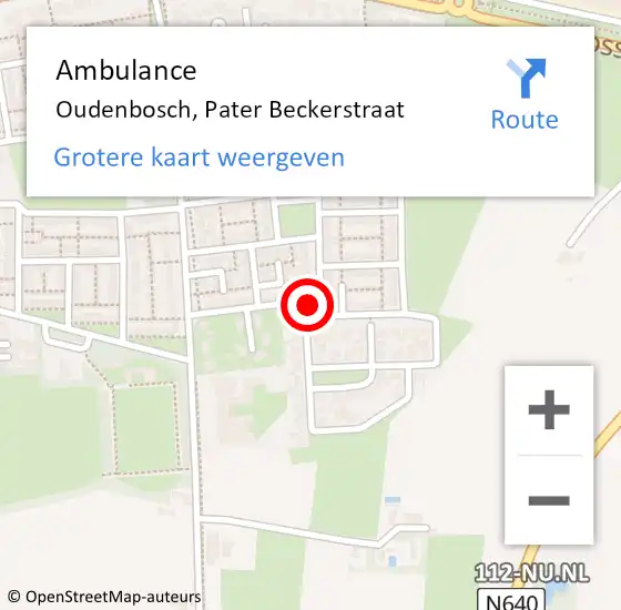 Locatie op kaart van de 112 melding: Ambulance Oudenbosch, Pater Beckerstraat op 5 september 2018 07:41