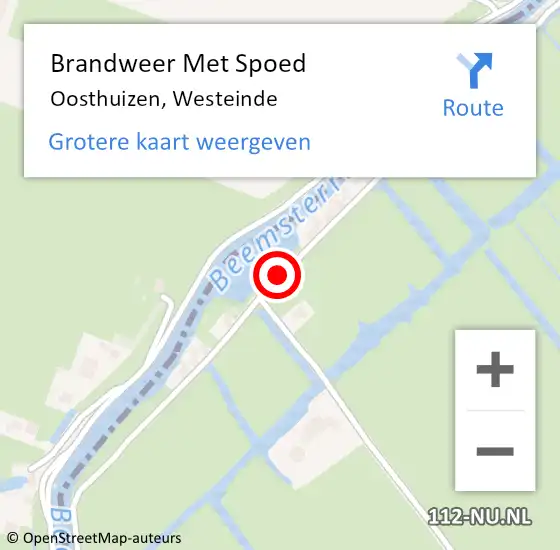 Locatie op kaart van de 112 melding: Brandweer Met Spoed Naar Oosthuizen, Westeinde op 5 september 2018 08:57