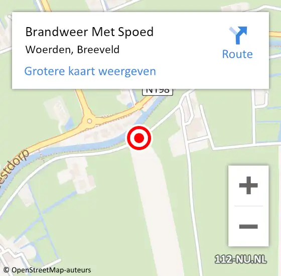 Locatie op kaart van de 112 melding: Brandweer Met Spoed Naar Woerden, Breeveld op 5 september 2018 09:37