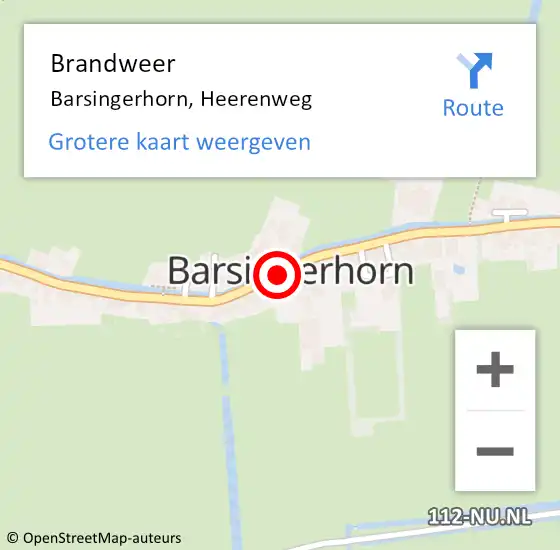 Locatie op kaart van de 112 melding: Brandweer Barsingerhorn, Heerenweg op 5 september 2018 09:59