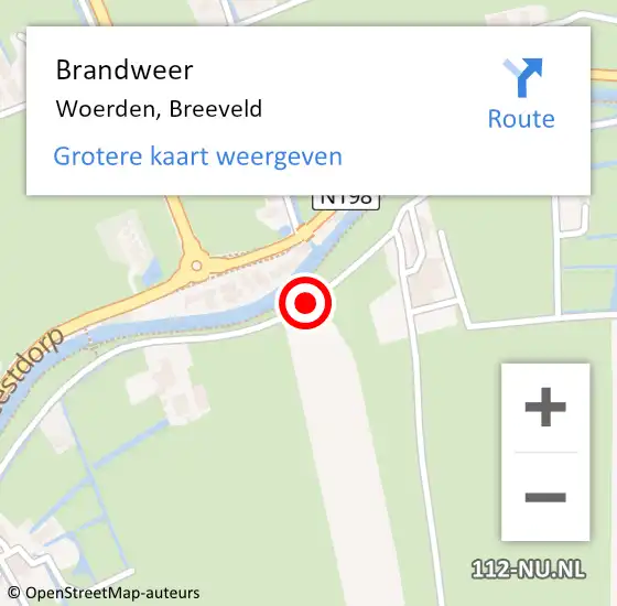 Locatie op kaart van de 112 melding: Brandweer Woerden, Breeveld op 5 september 2018 10:33