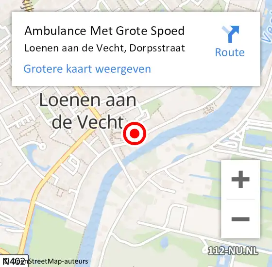 Locatie op kaart van de 112 melding: Ambulance Met Grote Spoed Naar Loenen aan de Vecht, Dorpsstraat op 5 september 2018 11:28