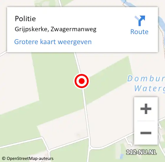 Locatie op kaart van de 112 melding: Politie Grijpskerke, Zwagermanweg op 5 september 2018 11:34