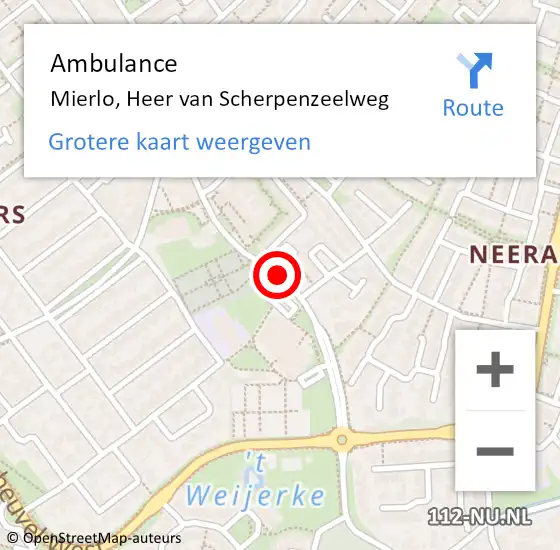 Locatie op kaart van de 112 melding: Ambulance Mierlo, Heer van Scherpenzeelweg op 5 september 2018 12:02