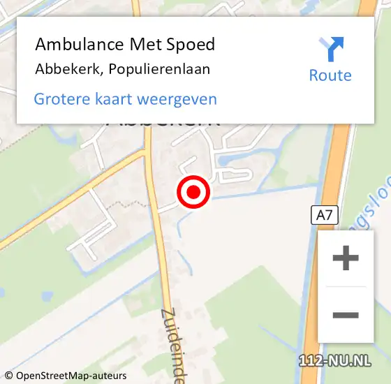 Locatie op kaart van de 112 melding: Ambulance Met Spoed Naar Abbekerk, Populierenlaan op 8 maart 2014 06:15