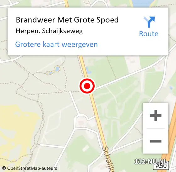 Locatie op kaart van de 112 melding: Brandweer Met Grote Spoed Naar Herpen, Schaijkseweg op 5 september 2018 14:49