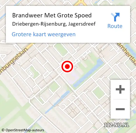 Locatie op kaart van de 112 melding: Brandweer Met Grote Spoed Naar Driebergen-Rijsenburg, Jagersdreef op 5 september 2018 15:01