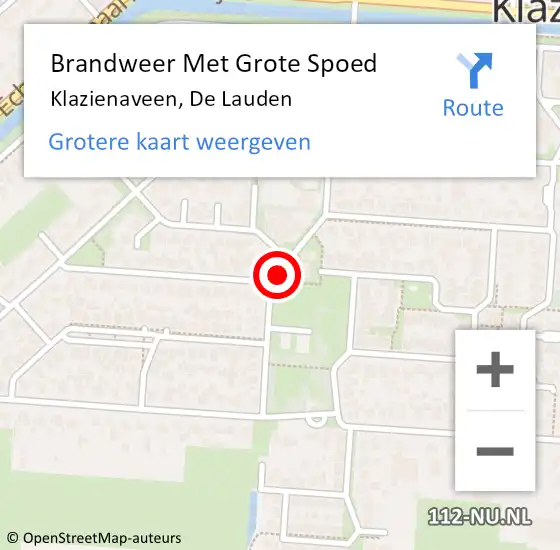 Locatie op kaart van de 112 melding: Brandweer Met Grote Spoed Naar Klazienaveen, De Lauden op 5 september 2018 15:08